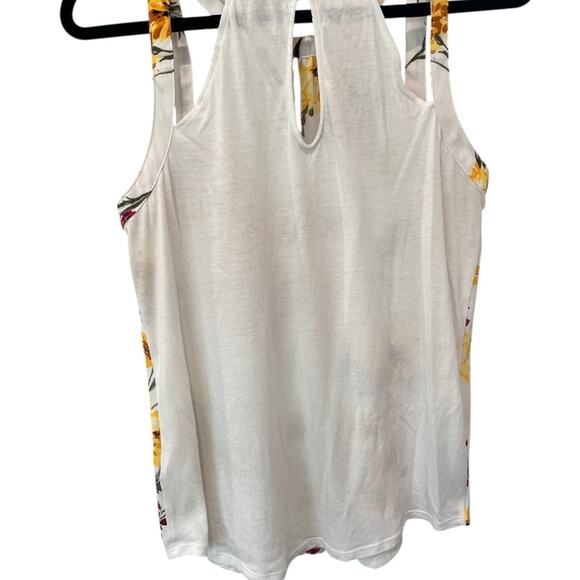 Express White Floral Halter Top S – Gold & Pink Print, Sleeveless, EUC - Picture 3 of 7